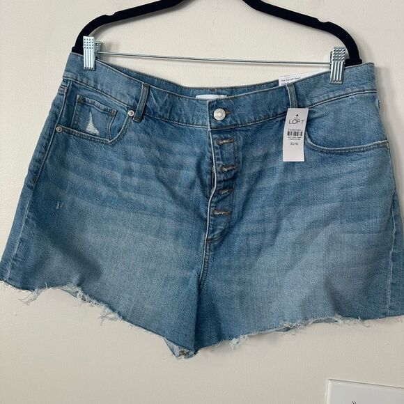 Loft High Rise Cut Off denim Shorts 33 - Picture 1 of 5